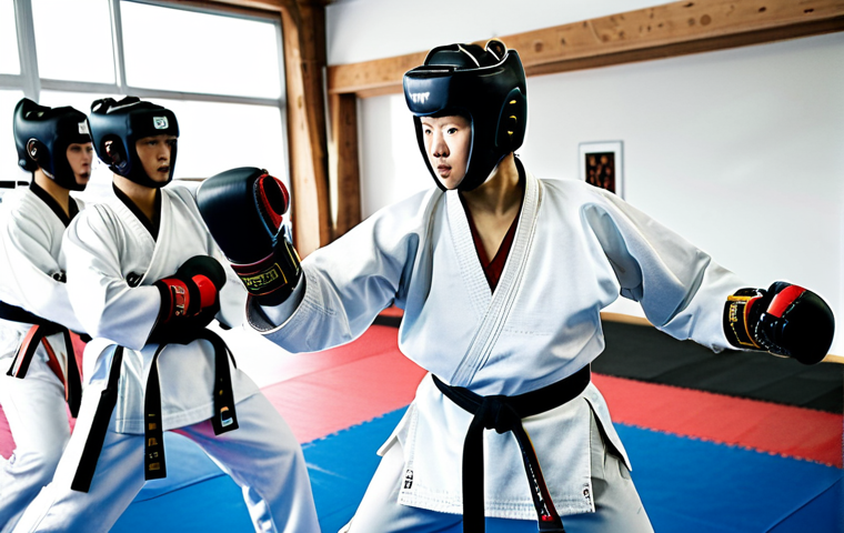 태권도 훈련 코칭 가이드 - **

"A Taekwondo practitioner, mid-air executing a dynamic turning kick in a modern dojang. Fully cl...